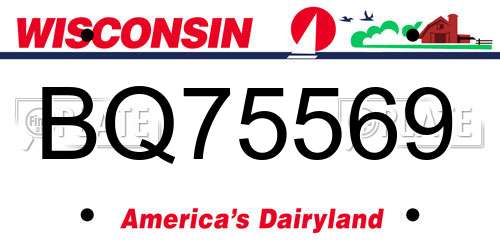 BQ75569 Wisconsin License Plate