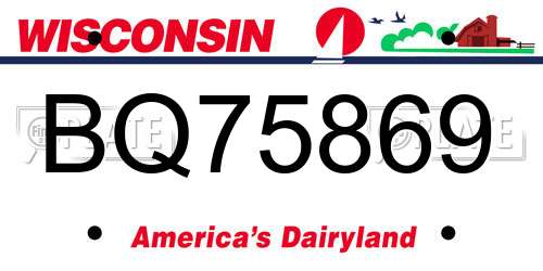 BQ75869 Wisconsin License Plate