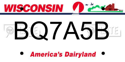 BQ7A5B Wisconsin License Plate
