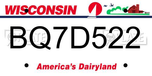 BQ7D522 Wisconsin License Plate
