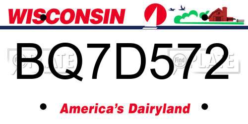 BQ7D572 Wisconsin License Plate