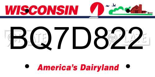 BQ7D822 Wisconsin License Plate