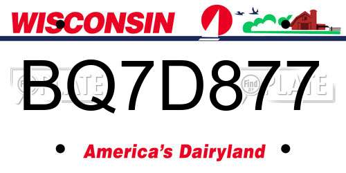BQ7D877 Wisconsin License Plate