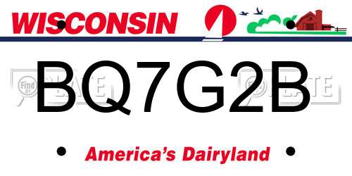 BQ7G2B Wisconsin License Plate