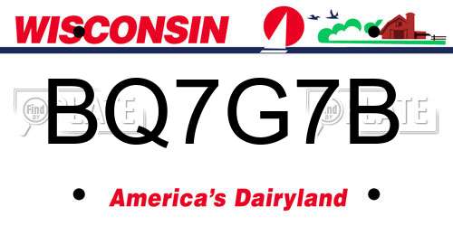 BQ7G7B Wisconsin License Plate