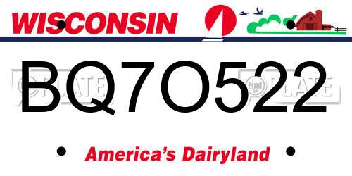 BQ7O522 Wisconsin License Plate