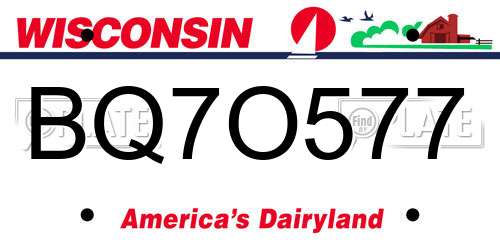 BQ7O577 Wisconsin License Plate