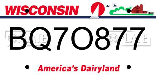 BQ7O877 Wisconsin License Plate