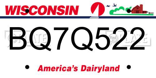 BQ7Q522 Wisconsin License Plate
