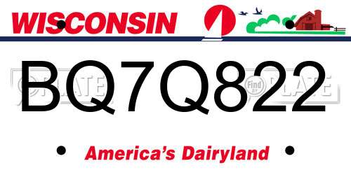 BQ7Q822 Wisconsin License Plate