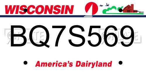BQ7S569 Wisconsin License Plate
