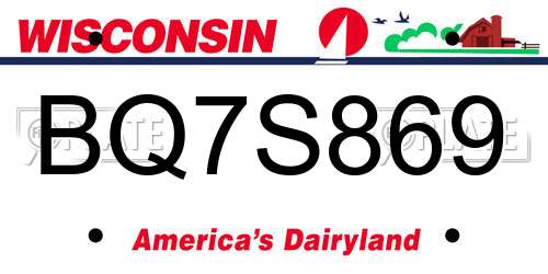 BQ7S869 Wisconsin License Plate