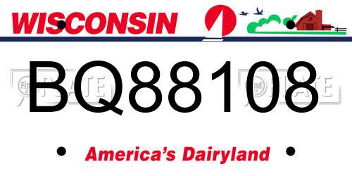 BQ88108 Wisconsin License Plate