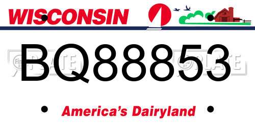 BQ88853 Wisconsin License Plate
