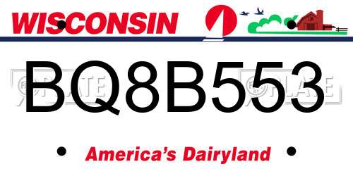 BQ8B553 Wisconsin License Plate