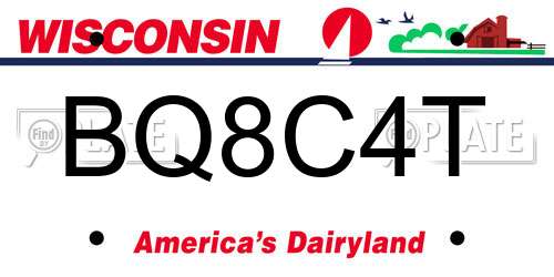 BQ8C4T Wisconsin License Plate