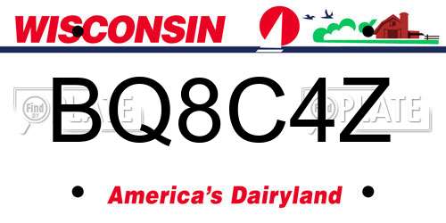 BQ8C4Z Wisconsin License Plate