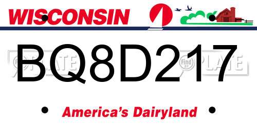BQ8D217 Wisconsin License Plate