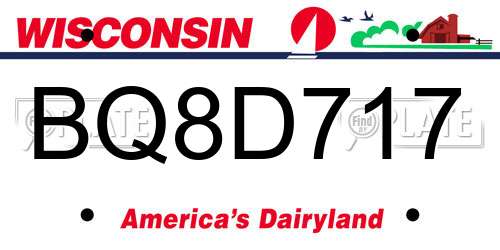 BQ8D717 Wisconsin License Plate