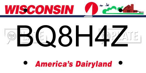 BQ8H4Z Wisconsin License Plate