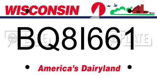 BQ8I661 Wisconsin License Plate