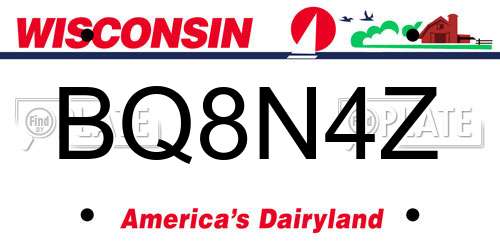BQ8N4Z Wisconsin License Plate