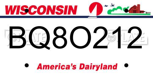 BQ8O212 Wisconsin License Plate