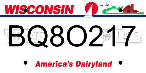 BQ8O217 Wisconsin License Plate