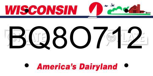 BQ8O712 Wisconsin License Plate
