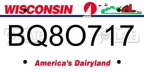 BQ8O717 Wisconsin License Plate