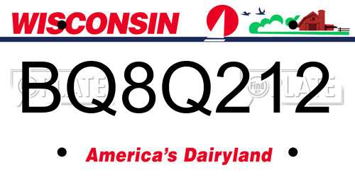 BQ8Q212 Wisconsin License Plate