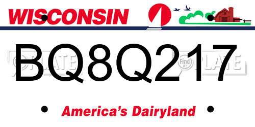 BQ8Q217 Wisconsin License Plate