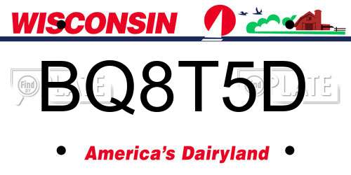 BQ8T5D Wisconsin License Plate