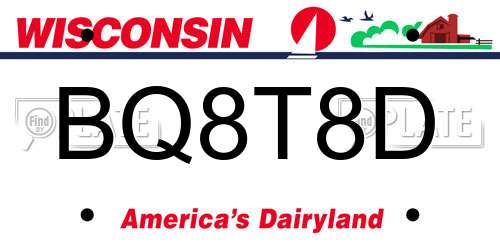 BQ8T8D Wisconsin License Plate