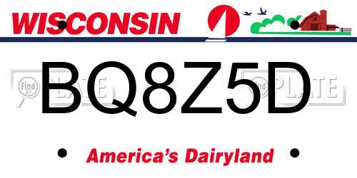 BQ8Z5D Wisconsin License Plate