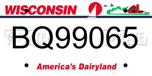 BQ99065 Wisconsin License Plate