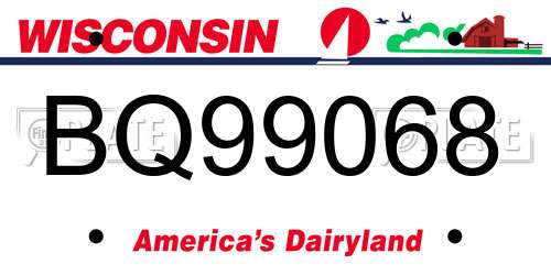 BQ99068 Wisconsin License Plate