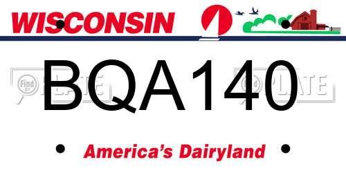 BQA140 Wisconsin License Plate