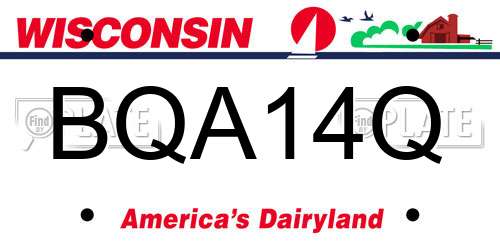 BQA14Q Wisconsin License Plate