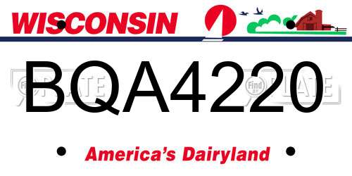 BQA4220 Wisconsin License Plate