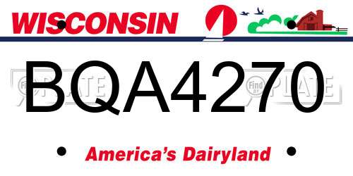 BQA4270 Wisconsin License Plate