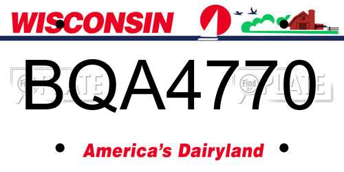 BQA4770 Wisconsin License Plate