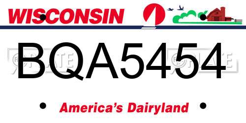 BQA5454 Wisconsin License Plate