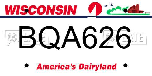 BQA626 Wisconsin License Plate