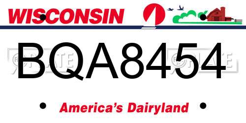 BQA8454 Wisconsin License Plate