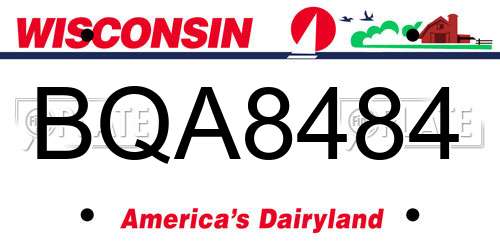 BQA8484 Wisconsin License Plate