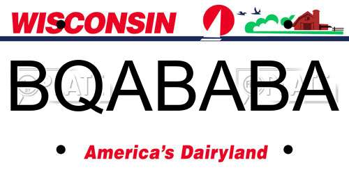 BQABABA Wisconsin License Plate