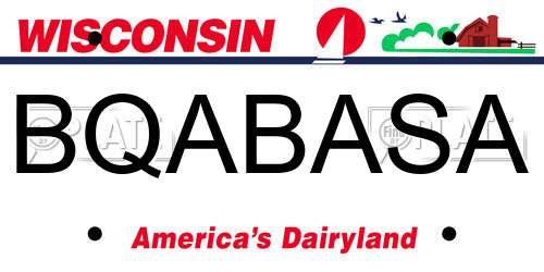 BQABASA Wisconsin License Plate