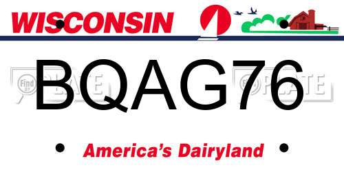 BQAG76 Wisconsin License Plate