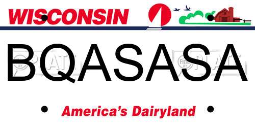 BQASASA Wisconsin License Plate